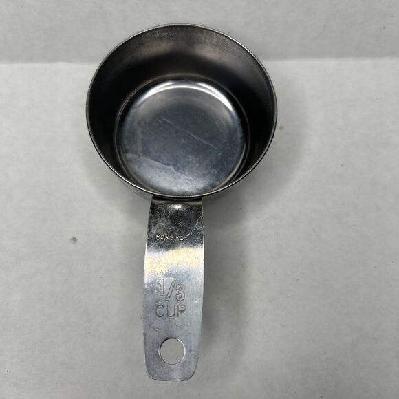 Vintage Stainless Measuring Cup 1/3 Cup  Kitchen Metal Replacement - Picture 2 of 8